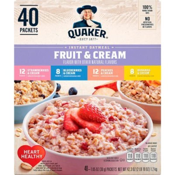 Green Rabbit Holdings QUAKER Instant Oatmeal Fruit & Cream Variety Pack, 40 Count 22001144